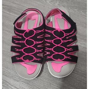 Ryka Shoes Womens Size 9W Black Pink Glance Sandals Bungee Strap Walking Comfort